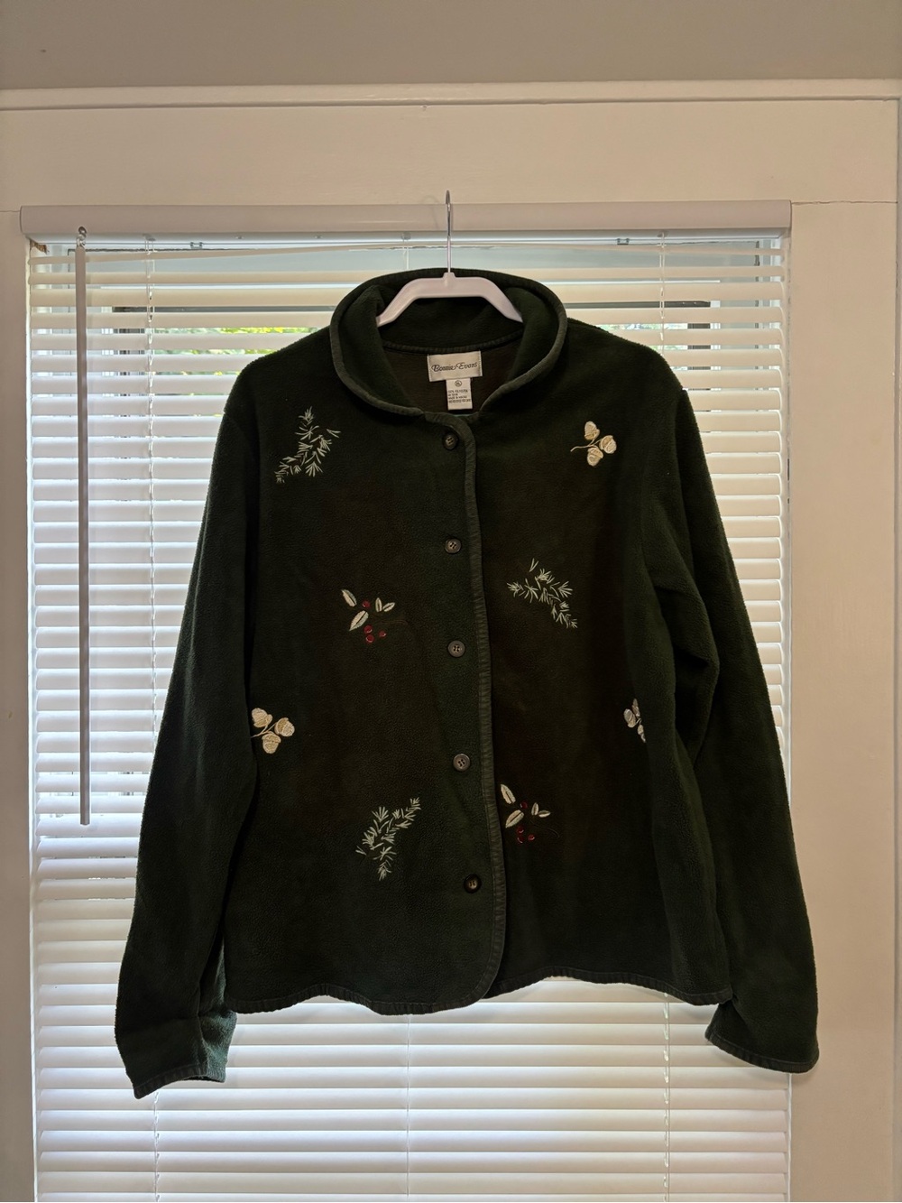 Embroidered Forest Green Teddy Jacket